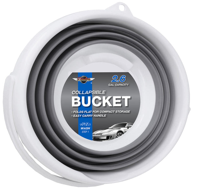 Bucket, collapsible, round, 2.64 gallon (10L), white and grey