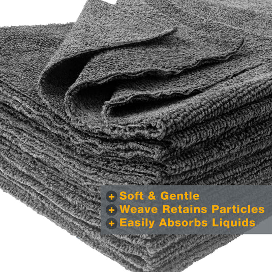 Eurow 16 x 16 in. 300 GSM Ultrasonic Cut Microfiber Cleaning Towels – 12-pack