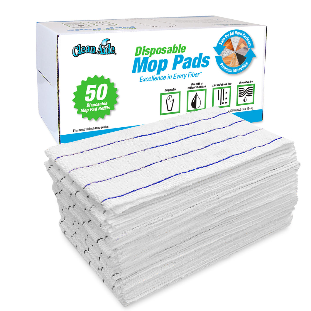 Disposable Microfiber Mop Pads in Dispenser Box, 50-Pack