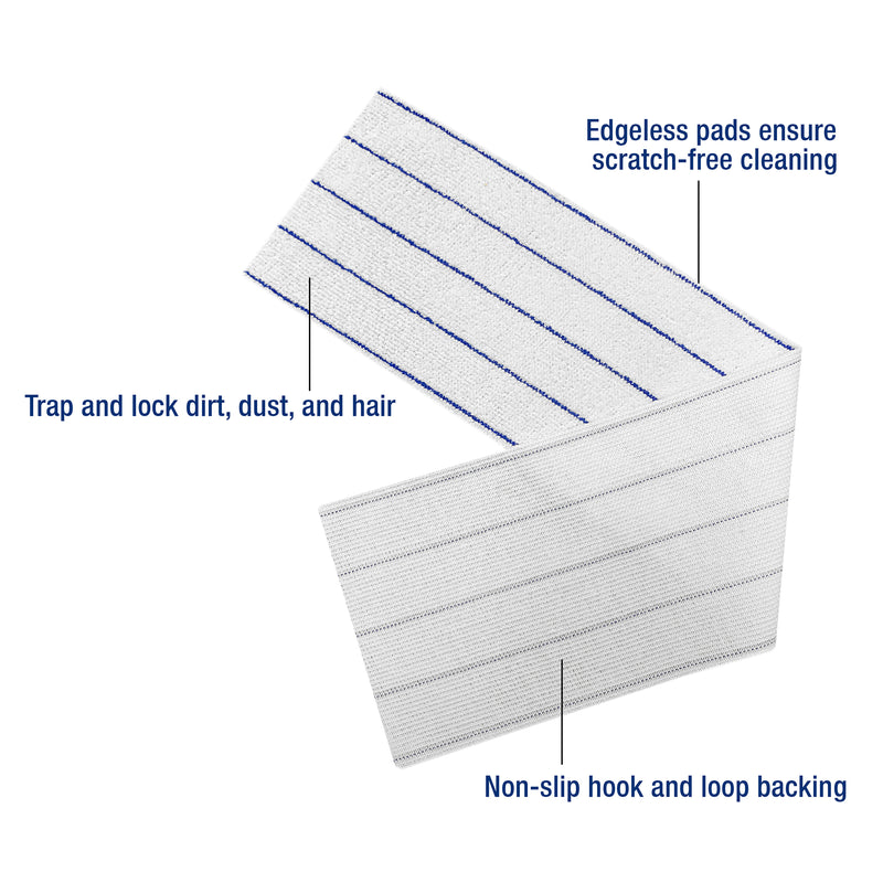 Load image into Gallery viewer, CleanAide Disposable Microfiber Mop Pads in Dispenser Box, 50 Pack, White with Blue Stripes
