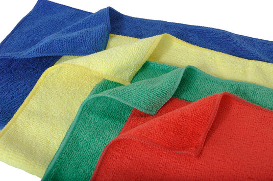 CleanAide Microfiber Commercial Towels 16 x 16 Inches 300 GSM 12-pack 4 colors