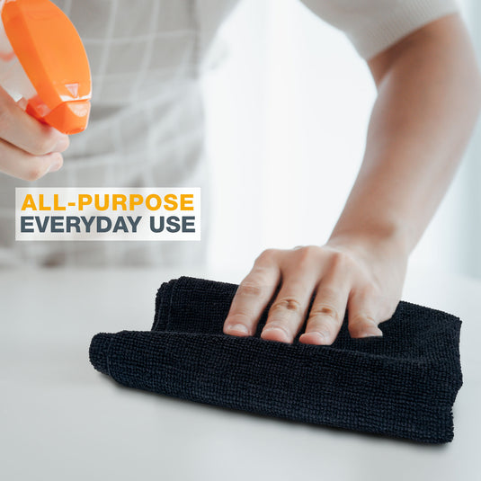Eurow 16 x 16 in. 300 GSM Ultrasonic Cut Microfiber Cleaning Towels – 12-pack