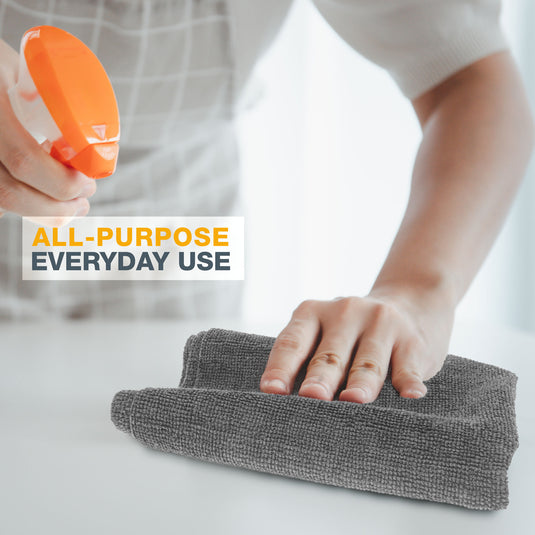 Eurow 16 x 16 in. 300 GSM Ultrasonic Cut Microfiber Cleaning Towels – 12-pack