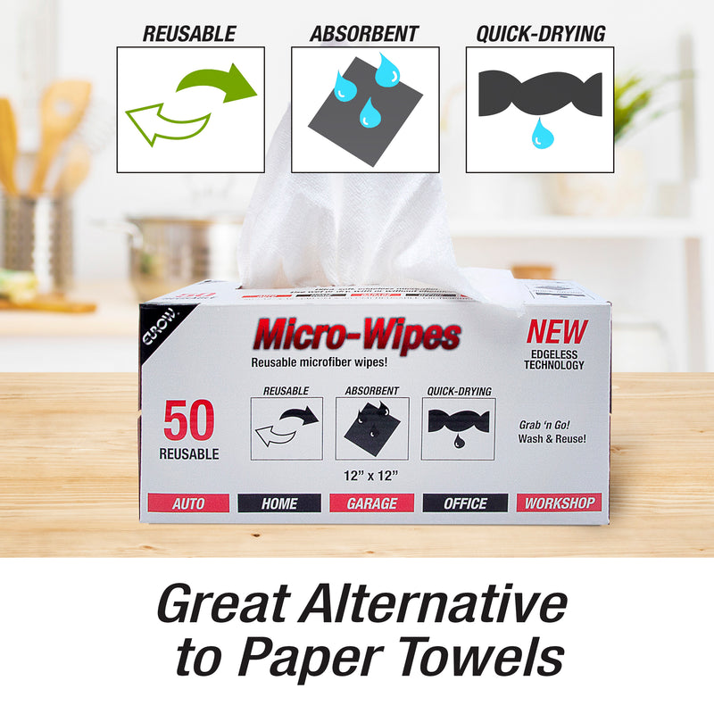Load image into Gallery viewer, Eurow Microfiber Wipe and Clean Cloths 12&quot; x 12&quot; with Dispenser Box 50 Pack
