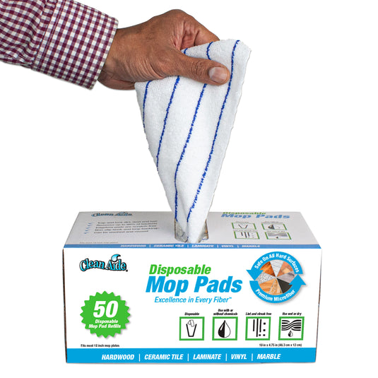 Disposable Microfiber Mop Pads in Dispenser Box, 50-Pack