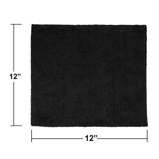 All-Purpose Terry Weave Microfiber, Edgeless, 240 gsm, 12"x12", Black, 50-Pack