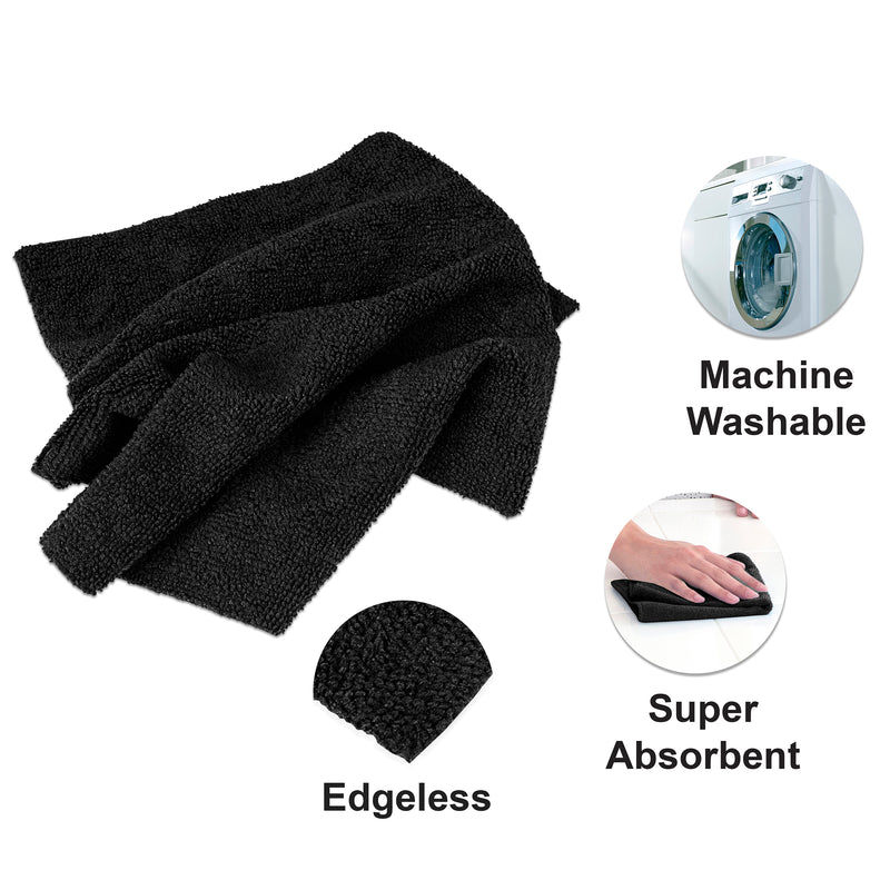 Load image into Gallery viewer, All-Purpose Terry Weave Microfiber, Edgeless, 240 gsm, 12&quot;x12&quot;, Black, 50-Pack
