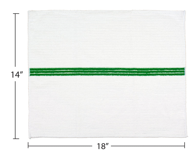 Load image into Gallery viewer, Eurow Microfiber Ribbed Bar Mop Towel 14x28 Inches with Green Stripe, 12 Pack
