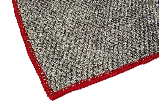 Big Pearl Microfiber Towel, 430 gsm, 14"x17", Grey w/Red Trim, 6-Pack