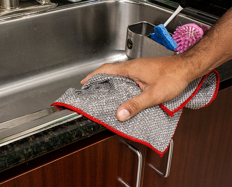 Load image into Gallery viewer, Big Pearl Microfiber Towel, 430 gsm, 14"x17", Grey w/Red Trim, 6-Pack
