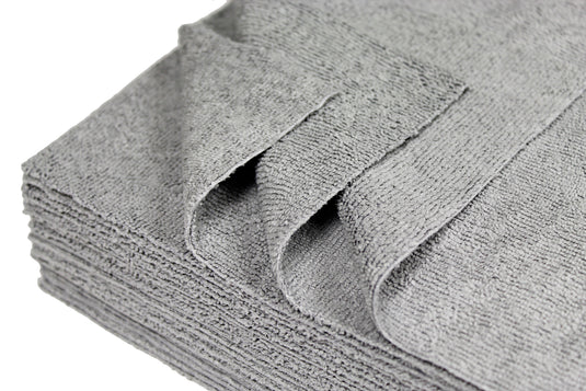 All-Purpose Silver-Embedded Terry Weave Microfiber, Ultrasonic Cut, 290 gsm, 12"x12", Silver, 25-Pack