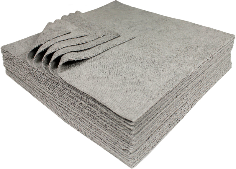 Load image into Gallery viewer, All-Purpose Silver-Embedded Terry Weave Microfiber, Ultrasonic Cut, 290 gsm, 12&quot;x12&quot;, Silver, 25-Pack

