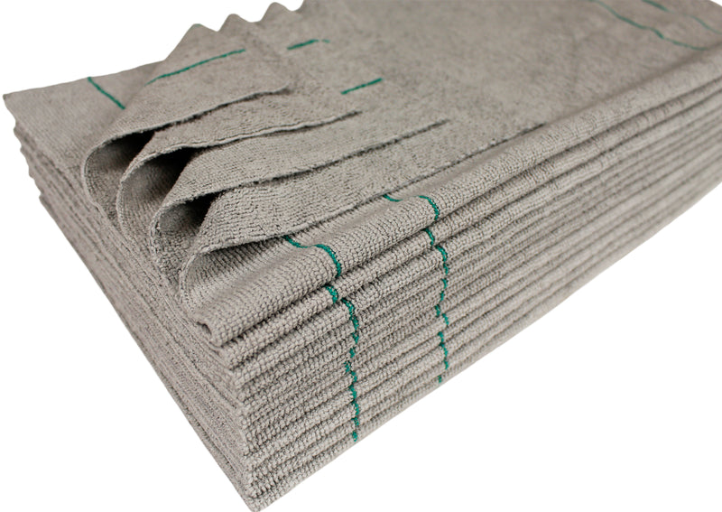 Load image into Gallery viewer, CleanAide Silver Microfiber Towels Ultrasonic Cut 16 X 16 in. w/Pinstripes 12 Pack
