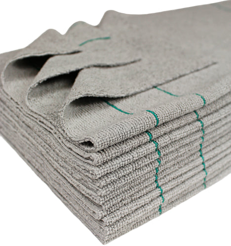 CleanAide Silver Microfiber Towels Ultrasonic Cut 16 X 16 in. w/Pinstripes 12 Pack