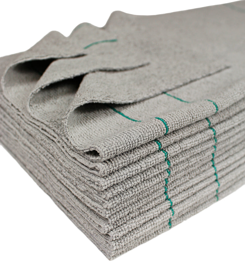 Load image into Gallery viewer, CleanAide Silver Microfiber Towels Ultrasonic Cut 16 X 16 in. w/Pinstripes 12 Pack
