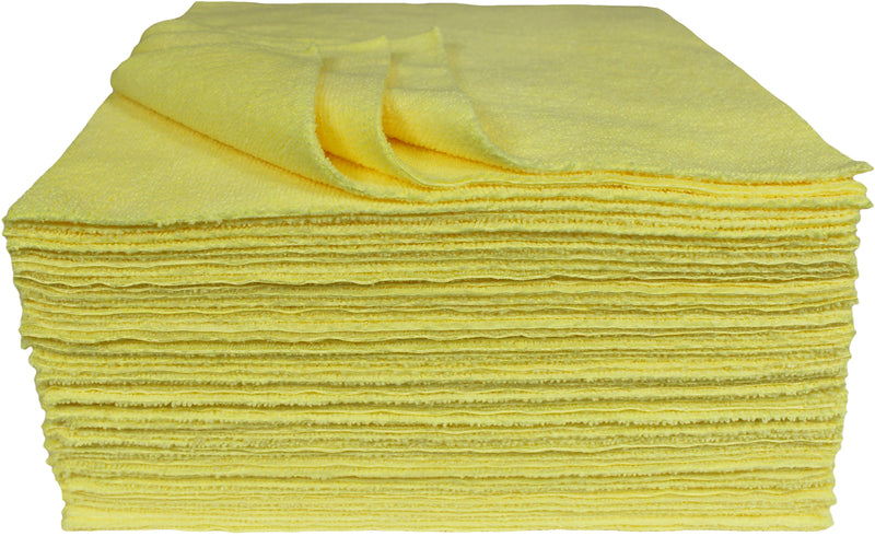 Load image into Gallery viewer, All-Purpose Terry Weave Microfiber, Ultrasonic Cut, 300 gsm, 12&quot;x12&quot;, Yellow, 50-Pack
