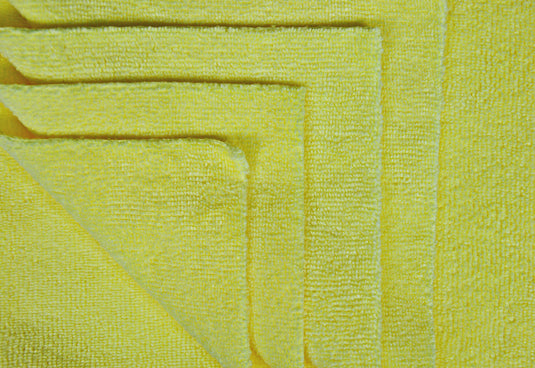 All-Purpose Terry Weave Microfiber, Ultrasonic Cut, 300 gsm, 12"x12", Yellow, 50-Pack