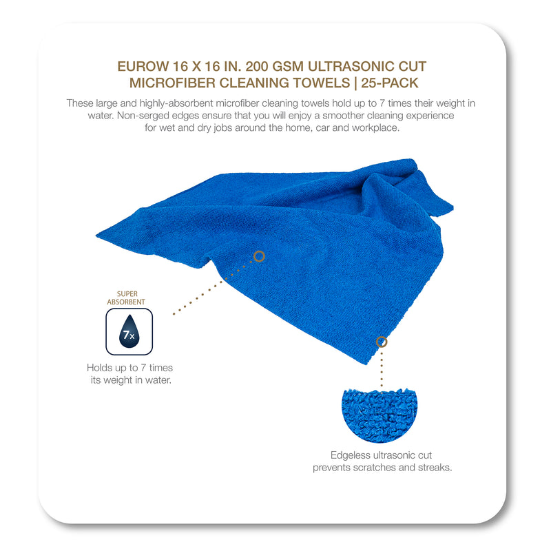 Load image into Gallery viewer, All-Purpose Terry Weave Microfiber Towels, Edgeless, 200gsm, 16&quot;x16&quot;, 25-Pack
