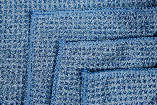 Glass, Dry & Polish, Waffle Weave Microfiber, 16"x16", Blue, 12-Pack
